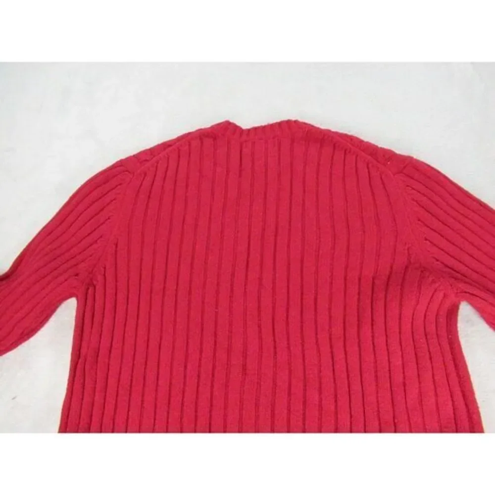 Vintage Eddie Bauer Sweater Mens XL Tall Red Cable Knit Lambs Wool Blend Long Sl